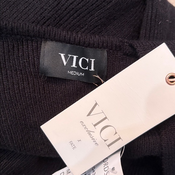 NWT Vici Collection Drape Long Sleeve Wrap Sweater Dress In Black - size M - Picture 4 of 5